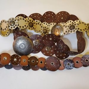 Set of 3 vintage leather multi panel belts